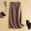 Women's Mid Length Casual High Waist Skirts Lady Elegant Solid Office Skirts