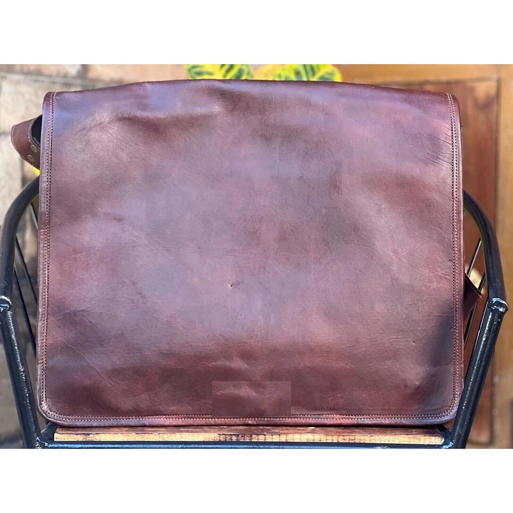 Vintage Brown Leather Messenger Shoulder Laptop Bag Briefcase Men's New