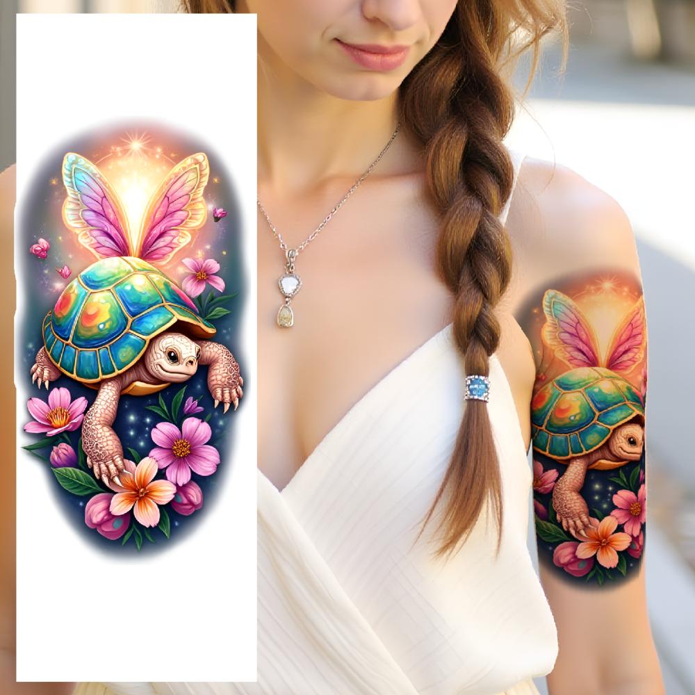 3pcs Temporary Tattoo Colorful Realism Animal Illustrations Fantasy Creatures For Adults Arms Back