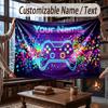 Game Controller Theme Throw Blanket Custom Name Text Personalized Blanket Soft Cozy Blanket for Home Sofa Bed