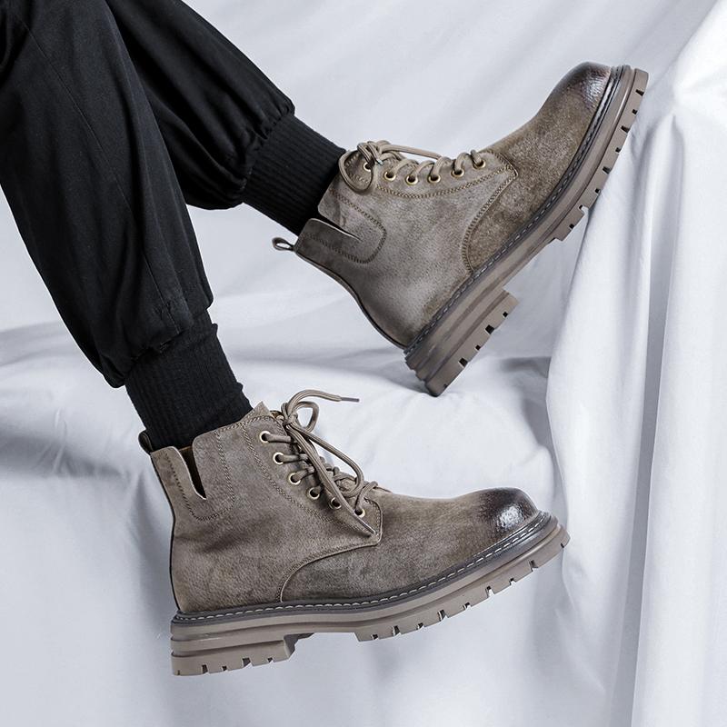 Mode 2024 Neue Herren Outdoor Arbeitsschuhe Wanderstiefel Klassische Herren High-Top Stiefel Qualität Veloursleder Herrenstiefel Luxus Stiefeletten Herren