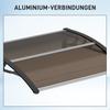 Front Door Canopy Outdoor Awning Aluminium Rigid Plastic Polycarbonate Rain Shelter UV Water Rain Resistant 120 X 75cm Brown