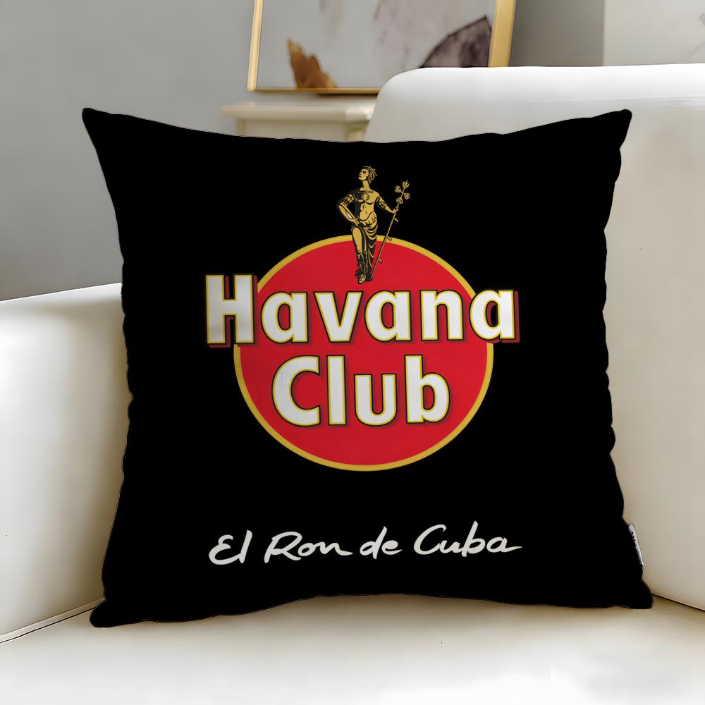 Classic Beverage Brand Havana Club Cushion Cover Soft  EasyWash Pillow Case  Versatile for Couch Bed Travel and Office