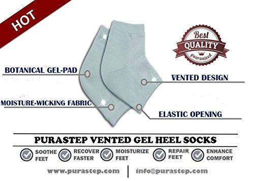 Purastep Silicone Gel Heel Socks For Dry Hard Cracked Heels Repair, Foot Care Support Cushion With Spa Botanical Gel Pad - For Men And Women - (Fre