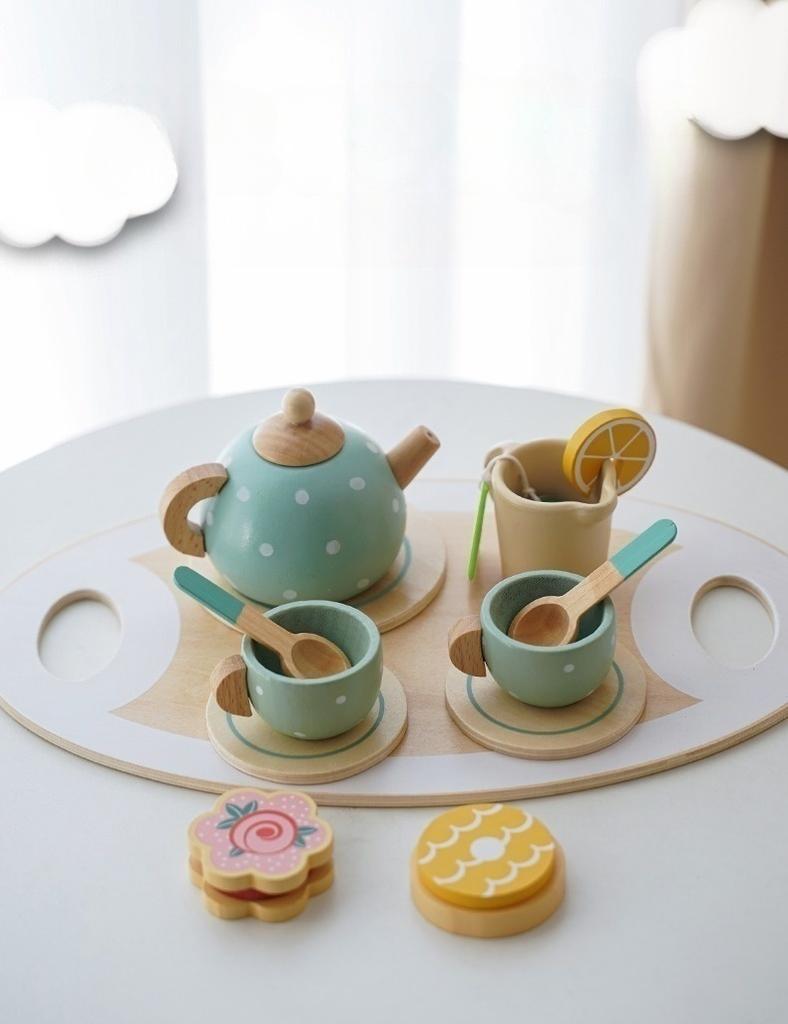 Wooden Children Simulation Afternoon Tea Set Toy Pretend Play Food Learning Role Play Game Early Learning Educational Toys  Playsets for Toddlers G