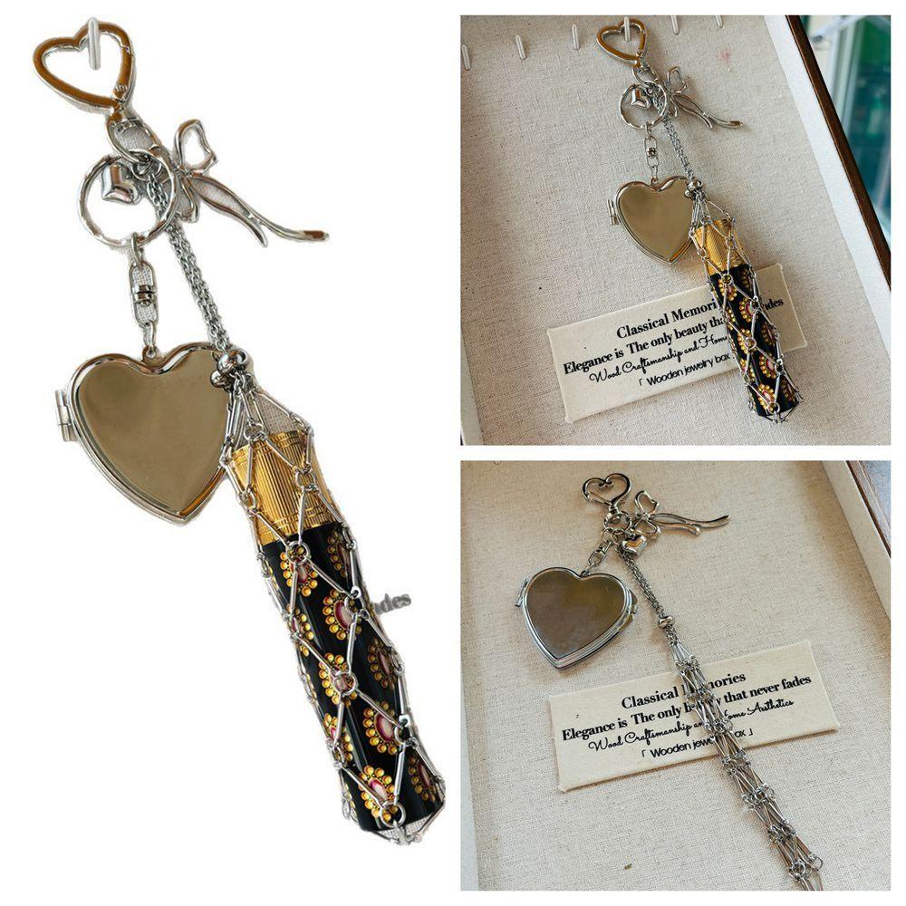 Charm Bag Accessories Lip Balm Bag Key Chain Stainless Steel Lipsticks Holder Protective Cover