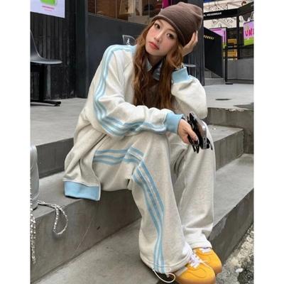 Casual Sportswear Set Students Korean Version Slim Loose Pure Cotton Net Red Hoodie Autumn Running Two-piece Set