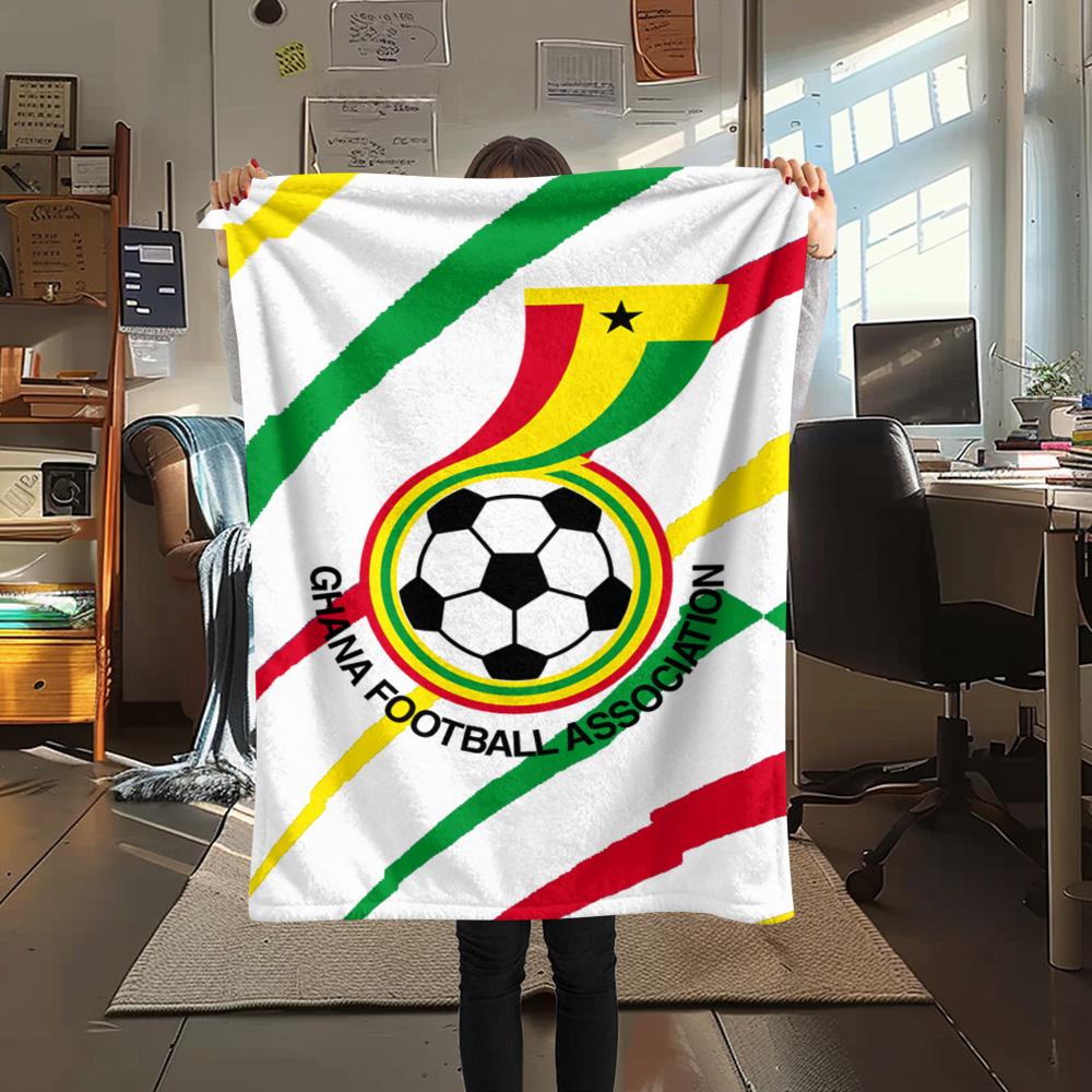 1 Stück Ghana Fußball Print Flanelldecke Hohe Qualität Warm Bequem Decke für Alle Jahreszeiten Perfekt für Geschenke Heimdekoration
