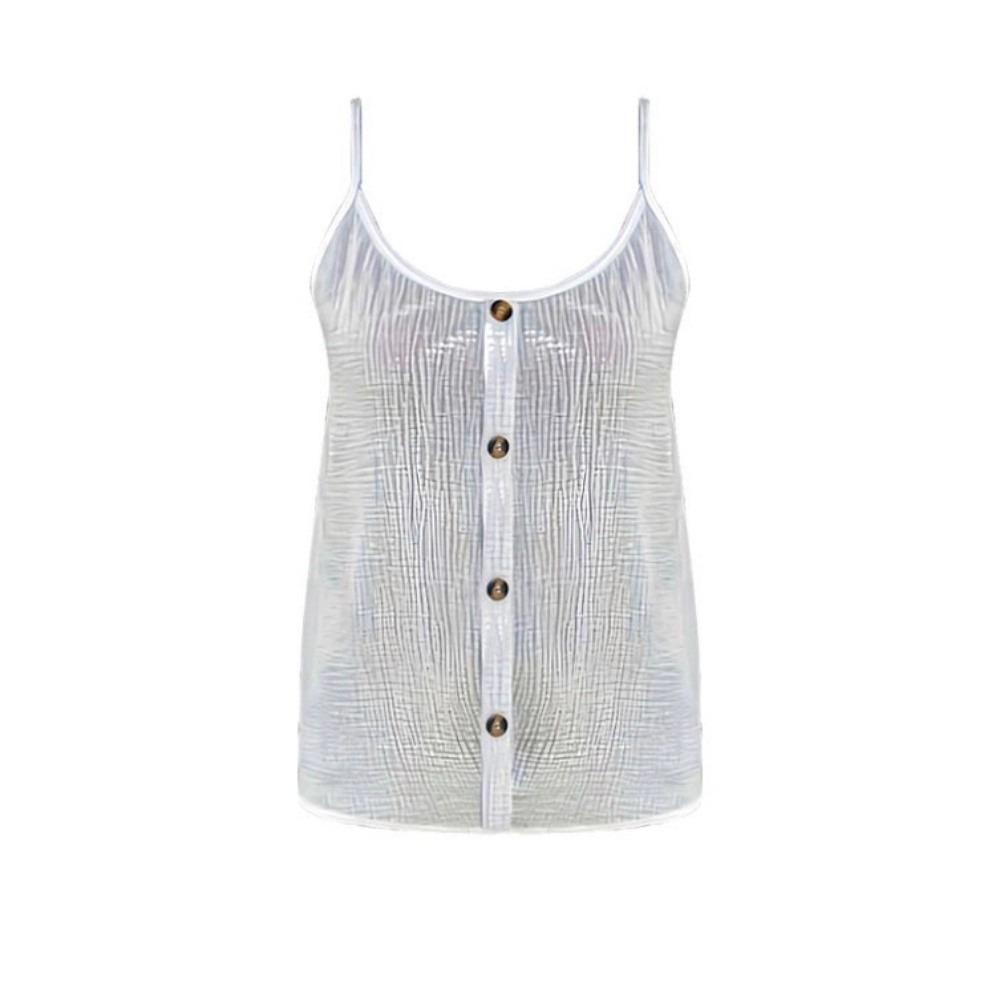 Thin Strap Button Front Vest Loose Simple Vest Minimalist Chic Sleeveless Vest Top  Summer Season M