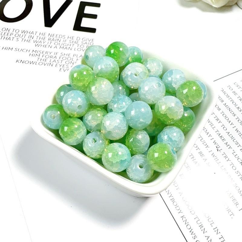 10mm Crackle Glass Round Beads, Loose Spacer Beads DIY Accessories for Bracelet Making 50pcs