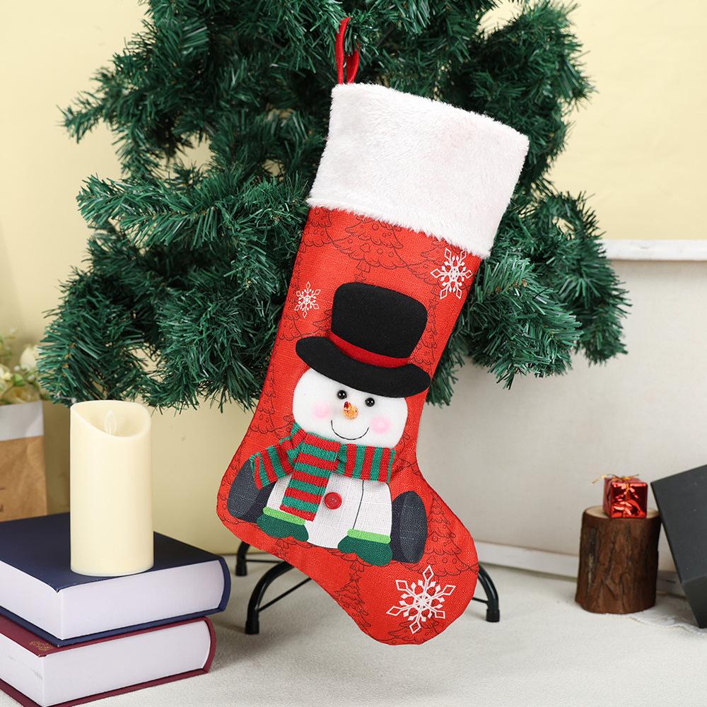 Christmas decorations, printed cartoon Santa snowman gift bag Christmas stockings, Nordic decorations