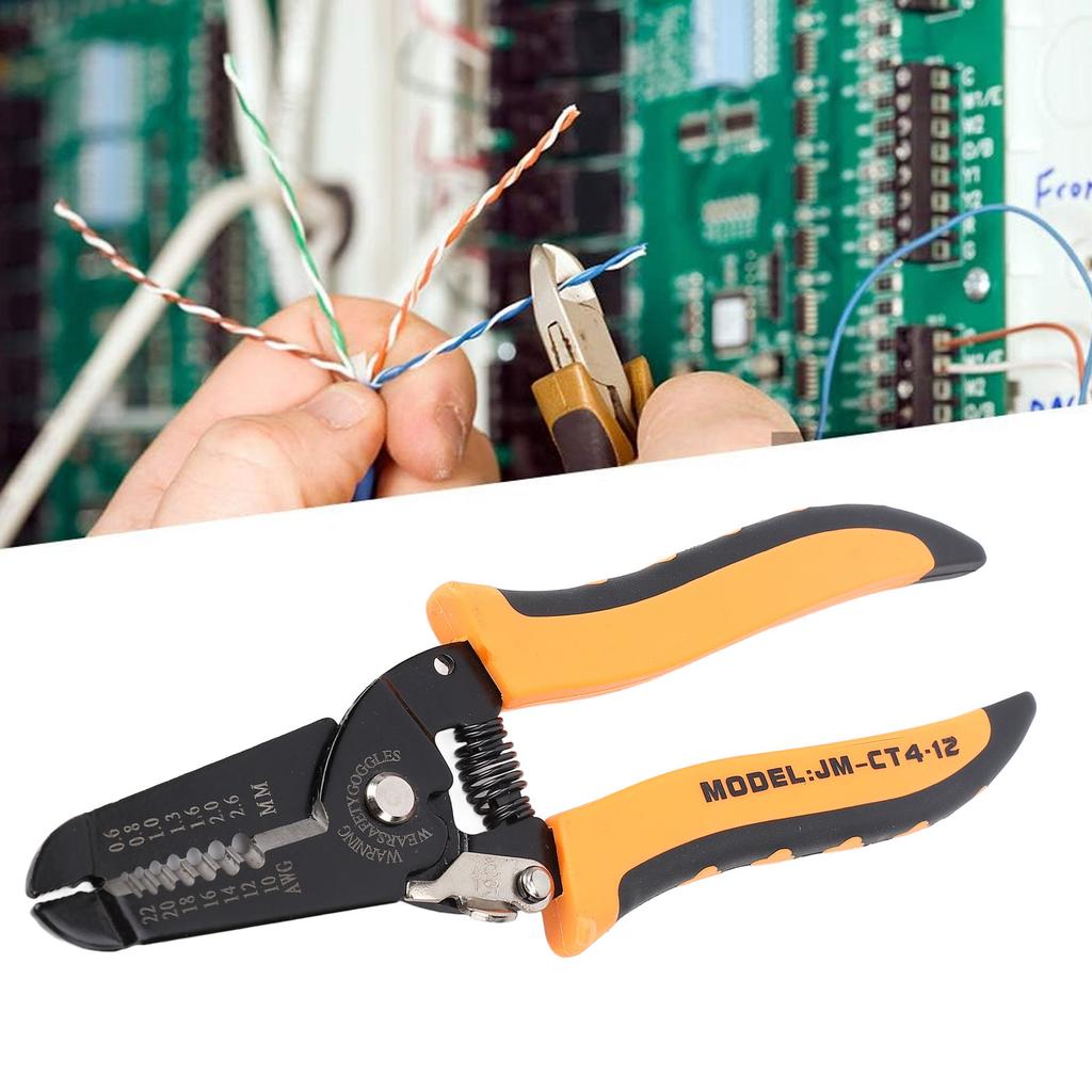 Wire Stripper Cutter Carbon Steel Multifunctional Electrical Wire Pliers with Safety Lock for 10 to 22AWG Solid Wires