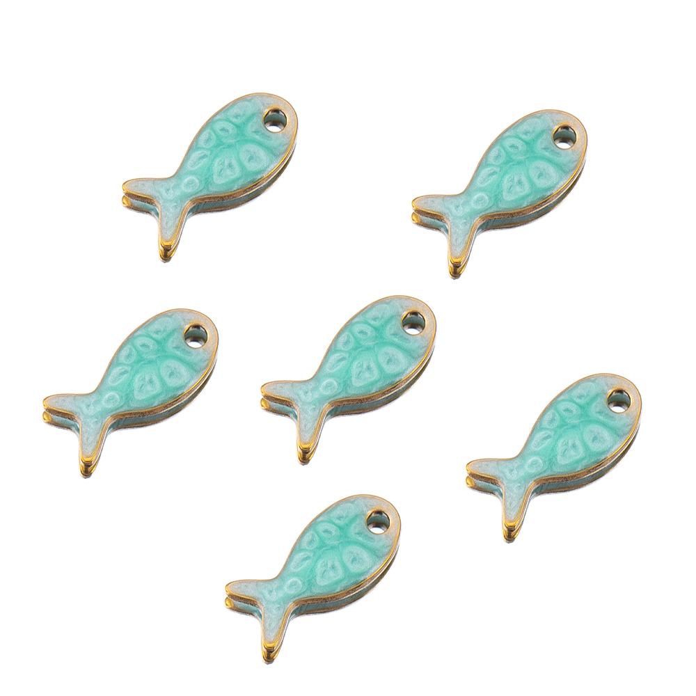 10pcs New Stainless Steel Colorful Marine Coral Starfish Fish Seaweed Charm Necklace Earring Pendant Base for DIY Jewelry Making