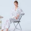 Women's Ice Silk Summer Pajamas - Long Sleeve Cardigan with Cute Cartoon Design