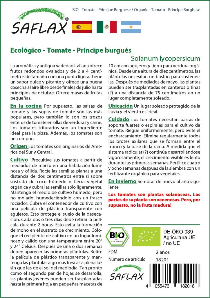 SAFLAX Garden in the Bag - Organic - Roșii - Principe Borghese - 10 semințe - Cu substrat într-o pungă potrivită - Solanum lycopersicum