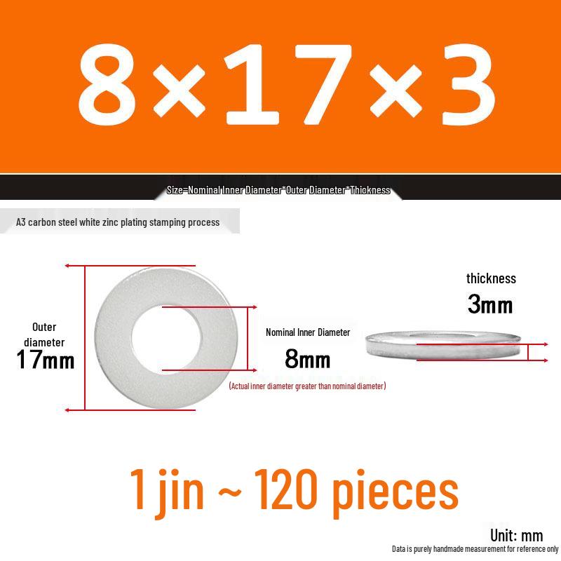 Extra Thick Galvanized Iron Flat Washer, Round, M3-M62