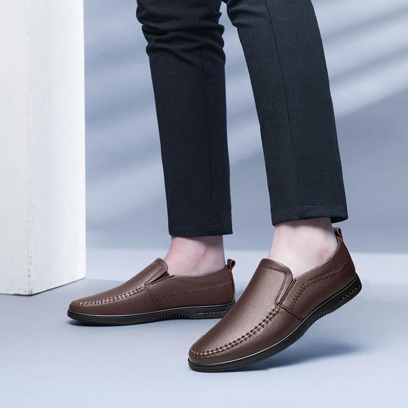 Fashion 2025 New Flats All-match Dresses Shoes Genuine Leather Fashion Men's Casual Footwear Fashion Loafers Brand Mens Business Shoes