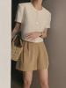 Korean Summer Round Neck Bubble Sleeve Short Jacket for Women