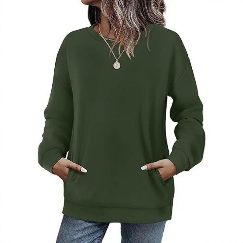 European and American New Style Loose Round Neck Velvet Sweatshirt for Women Solid Color Versatile Long-sleeved Velvet Top