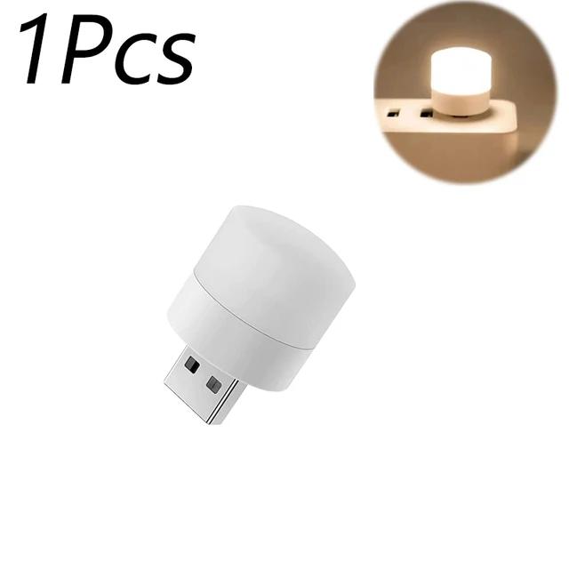 10/1Pcs Mini USB Night Light Warm White Eye Protection Book Reading Light USB Plug Computer Mobile Power Charging LED Night Lamp