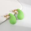 Vintage Chunky Dome Drop Clip On Earrings for Women Golden Glossy Colorful Teardrop Non Pierced Earrings Trendy Jewelry