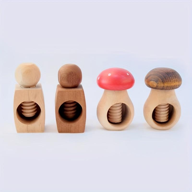 Naturligt Trä Nötknäckarverktyg Enkel Valnöt- & Torkad Fruktöppnare med Robust Handtag och Dekorativ Håldesign