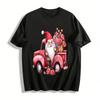 Vintage Red Truck Rose Gnome Print Casual Top Pure Cotton T-shirt