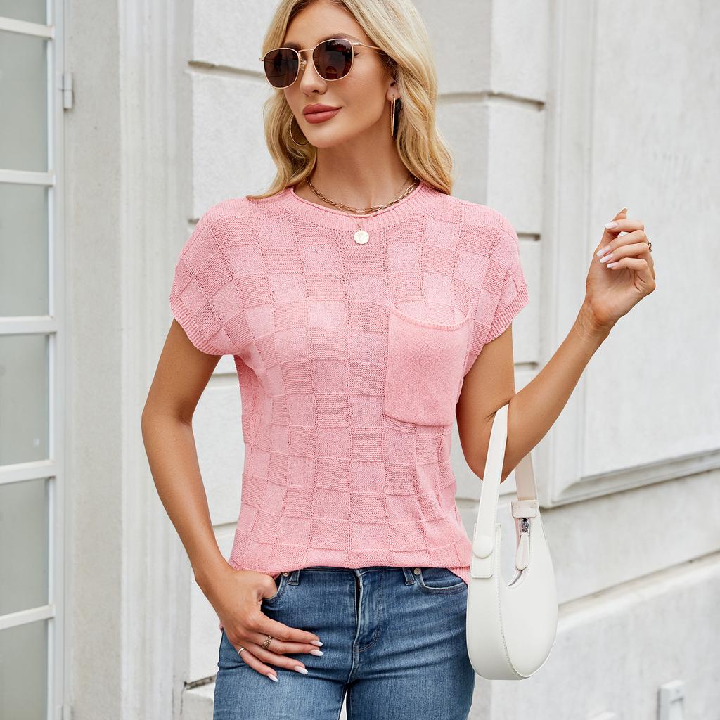 Dámská móda Ležérní Léto Jaro Jednobarevné halenky a košile s krátkým rukávem a výstřihem do O