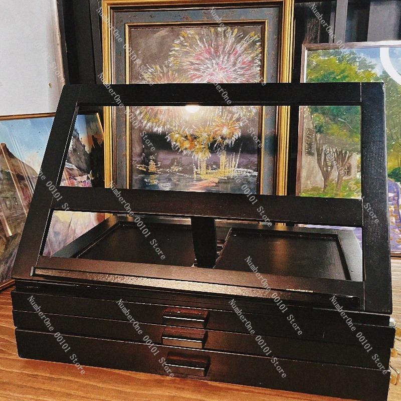 Beech Wood Easel for Art Students, Foldable and Adjustable with Drawer Tray, Children’s Sketch and Oil Painting Easel