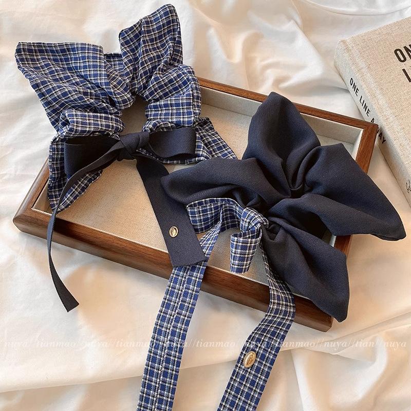 1PC Vintage Square Plaid Bow Ribbon Scrunchie for Women Girls Sweet Hair Ornament Hair Band Hair Tie Fashion Hair Accessories