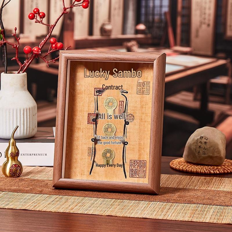 

JINGRUIXIANG Five Emperors Coin Display Stand with 3 Copper Coins