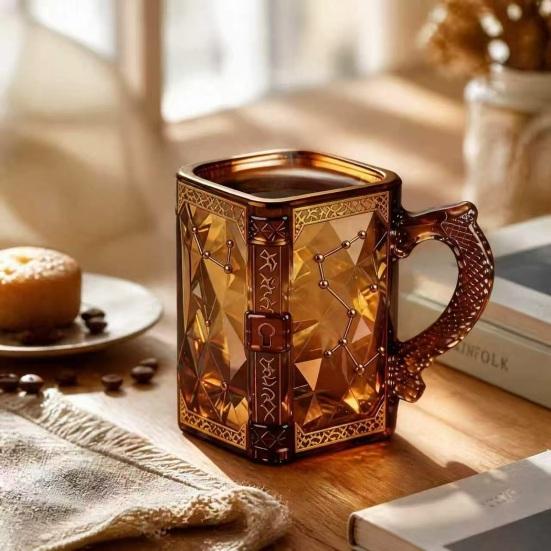 Yousheng Magic Constellation Glass Mug, 330ml Zodiac Coffee Cup with Heat Reveal Design, Starry Night Water Glass for Home
