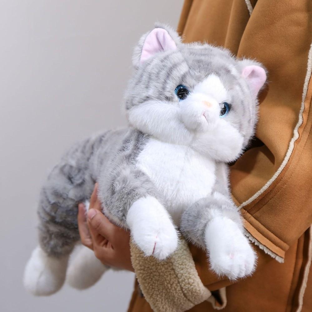 Cute Soft Fluffy Simulation Cat Lying Posture Cuddly Cat Kitten Realistic Animal Birthday Gifts