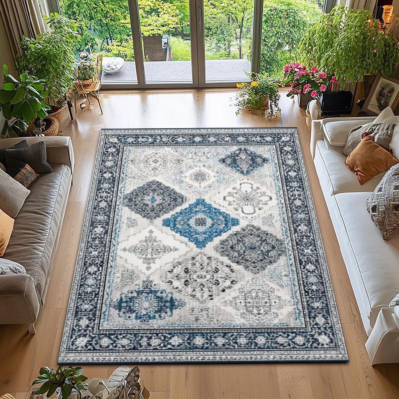 RAKKS Soft Vintage Moroccan Style Area Rug Non-Slip Indoor Outdoor Carpet for Living Room Bedroom Beside Sofa Home Decor