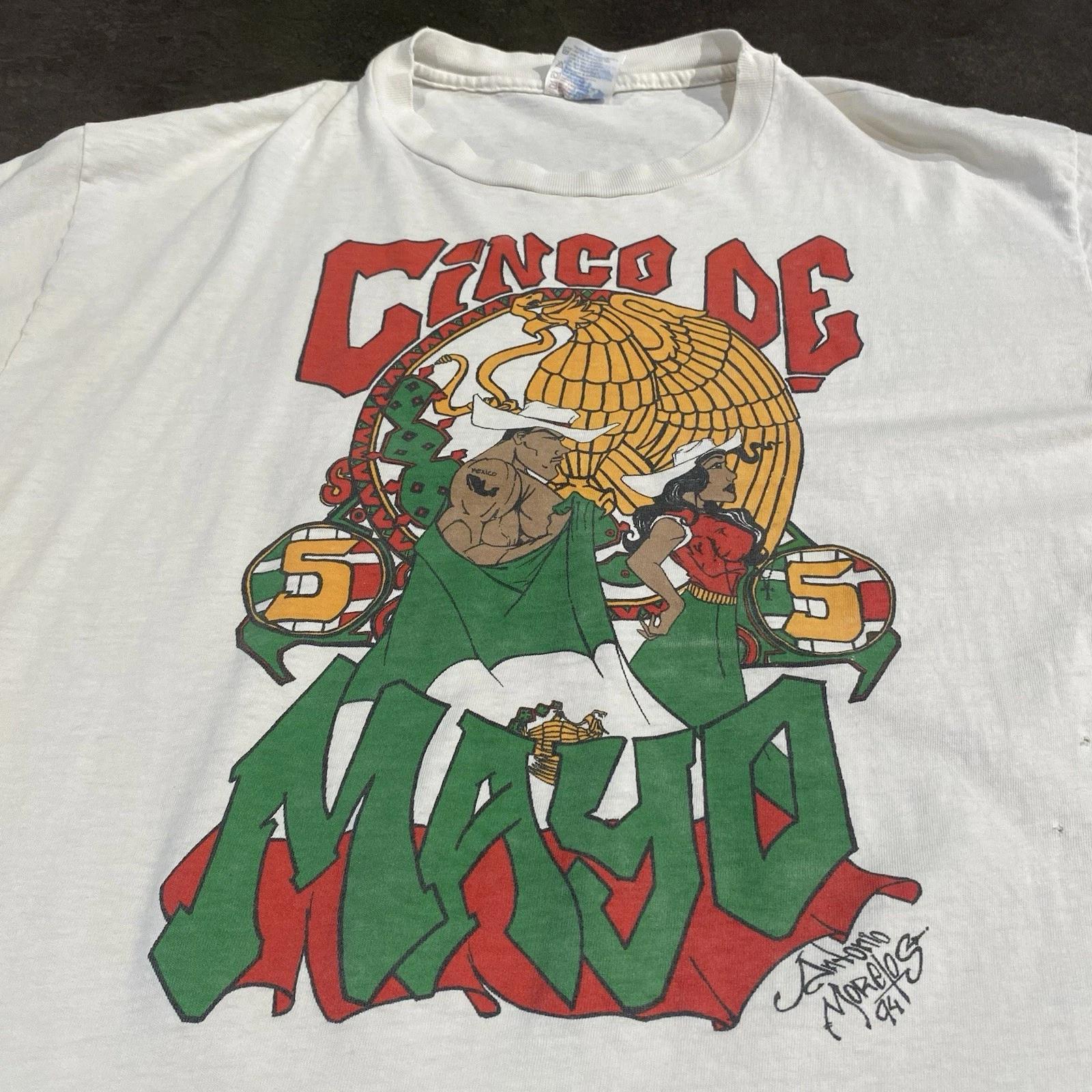 Vintage 90s Cinco de Mayo Antonio Morelos T Shirt XL Chicano Mexican Mexico LA M