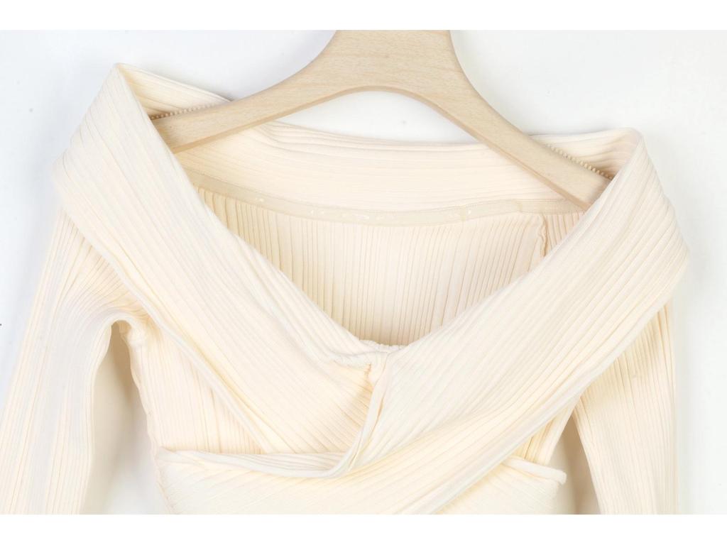 Autumn French One-Shoulder Slim Fit Knitted Sweater - Elegant Women's Fashion