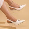 Large Size Women’s Bow Back-Strap High Heels, Open Heel Buckle Dress Shoes