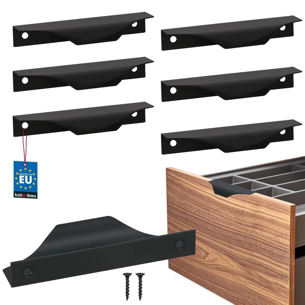 Kotarbau® Modern Edge Furniture Handle Aluminum Matte Black 96 / 116 Mm Set Of 6