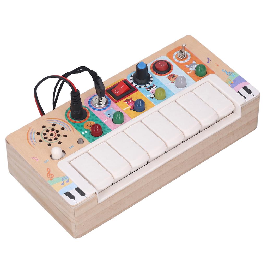 Baby Sensory Board LED Light Switch Board Wooden Electronic Activity Board Toy for Kids Over 36