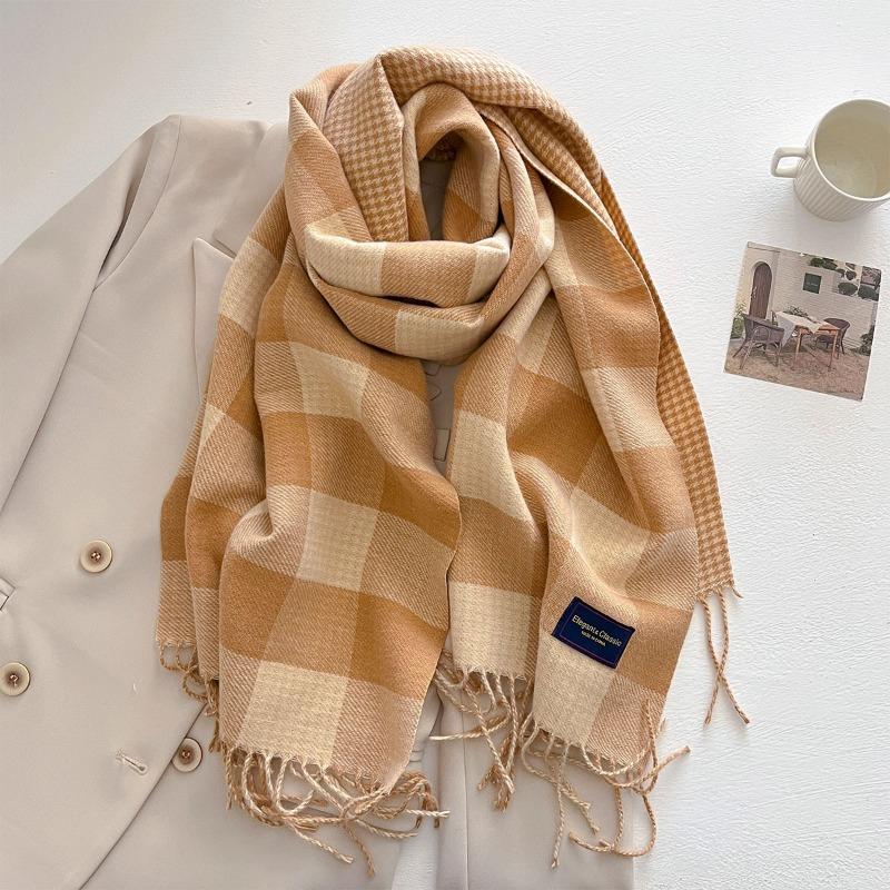 Autumn and winter new versatile scarf women's thickened woven thick beard fringed warm scarf imitation cashmere shawl