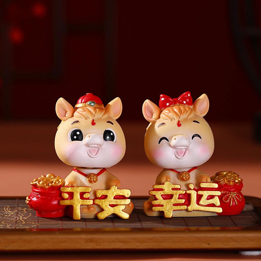 Animal Horse Nodding Resin Statue For Desktop Shelf Or Vehicle Interior Decoration Chinese New Year Gift