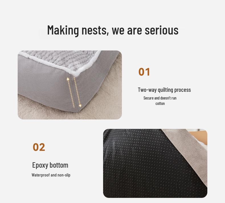 Cozy Autumn/Winter Fleece Pet Bed: Thickened Sofa Nest for Dogs and Cats