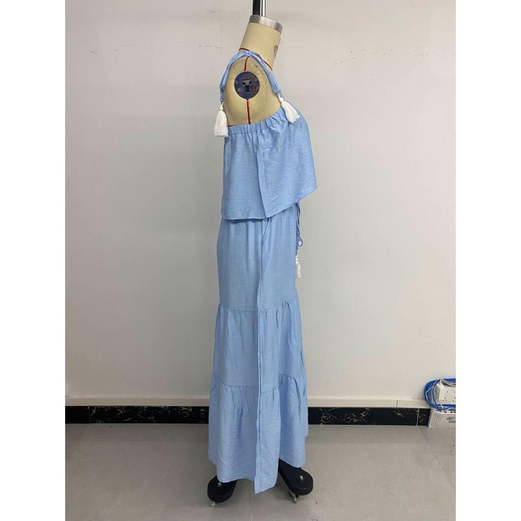 Summer Fresh Style Solid Color Cami Top + Wide Leg Pants Two Piece Set Outfit