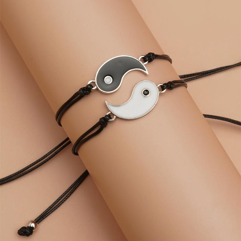 Chinese Style Accessories Black and White Drip Glaze Tai for Chi Gossip Pendant Necklace Bracelet Pendant Personality Be