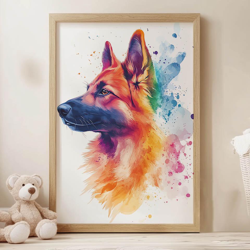 Plakat Z Owczarkiem Niemieckim Plakat Z Owczarkiem Niemieckim, 30X40 Cm, Bez Ramy, Papier Matowy 230 Gsm