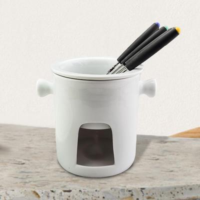 Çikolata Fondu Tenceresi Peynir Pişirme Kabı Eritici Atıştırmalık Porselen Eritme Servis