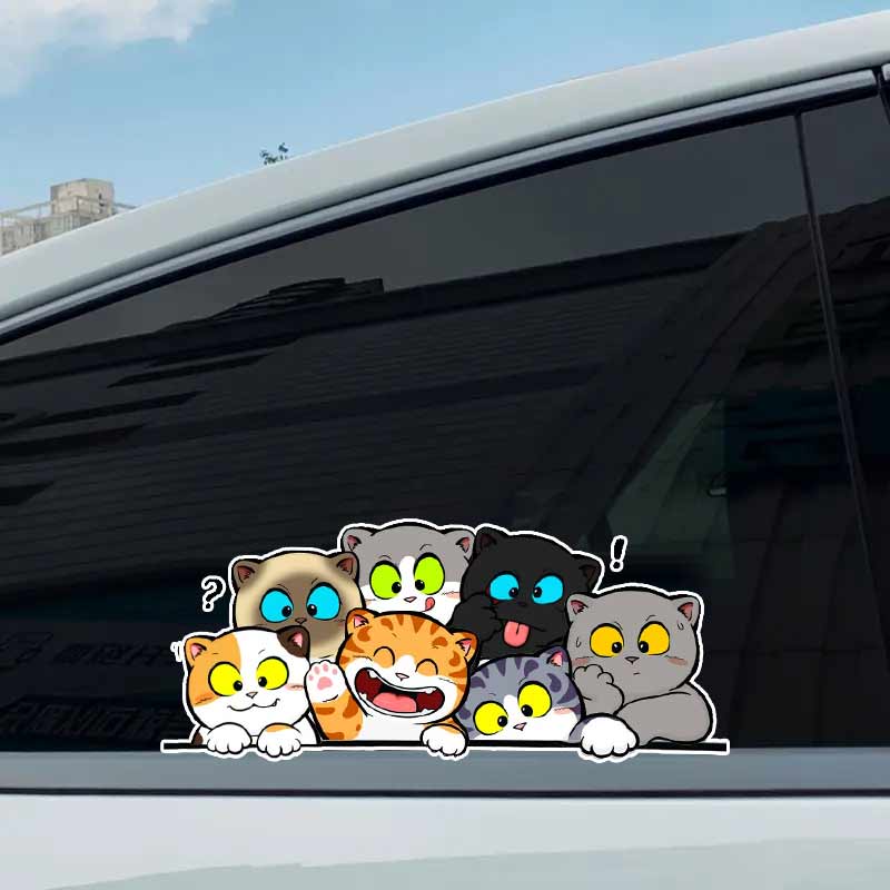 Cute Cat Animal Car Stickers Waterproof Vinyl Decals Auto Body Window Bumper Decor Motorcycle Helmet Stickers TM204