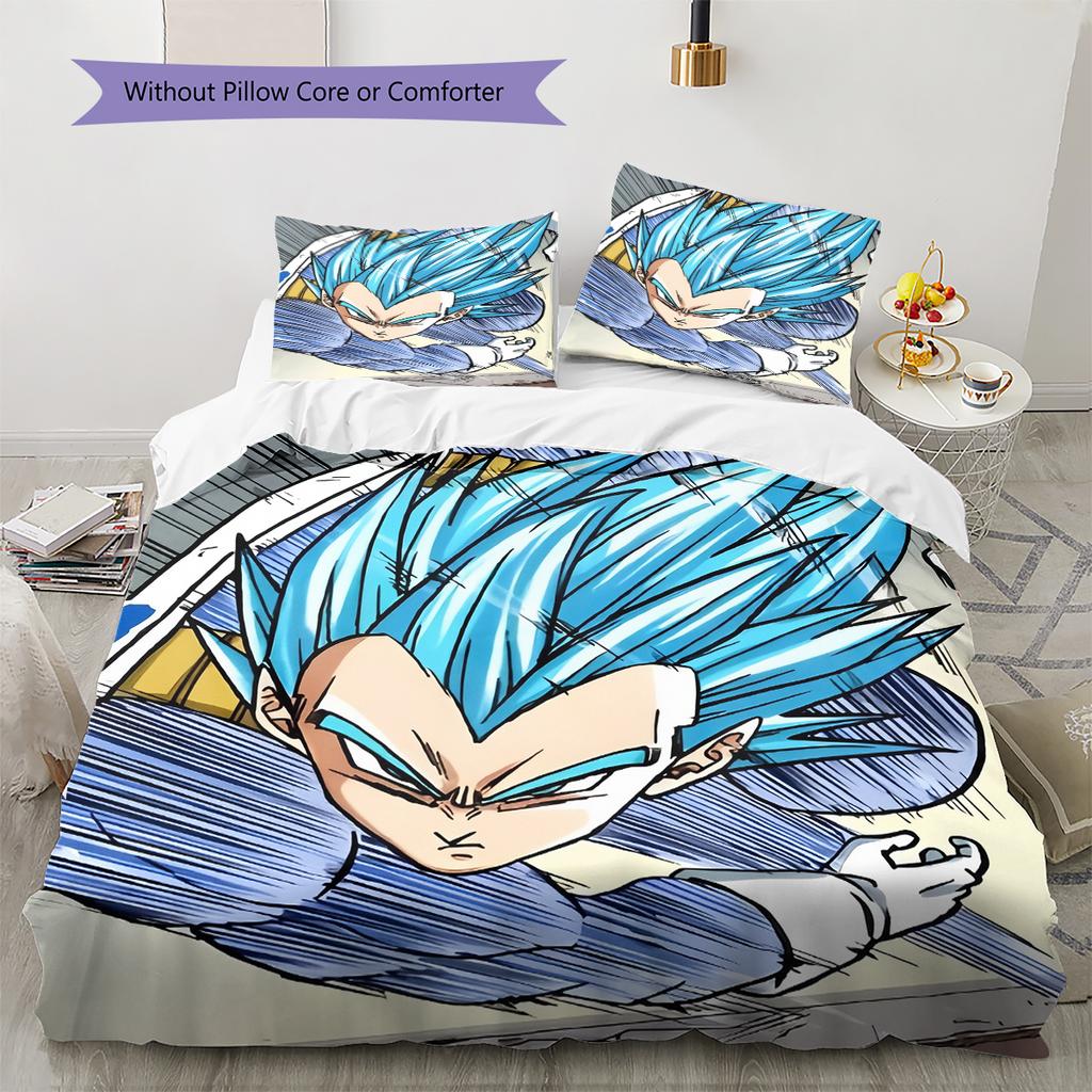 Biancheria da letto con motivo Vegeta di Dragon Ball Decorazione per la casa Regalo di compleanno (1 * copripiumino + 2 * federa, senza nucleo)