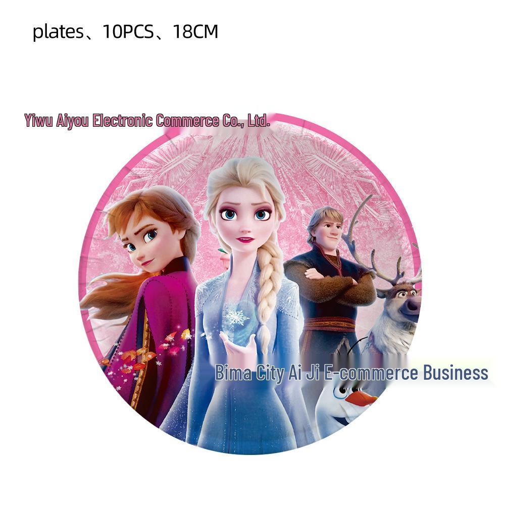Pink Frozen Elsa Birthday Party Tableware Set: Plates, Napkins, and Decorations