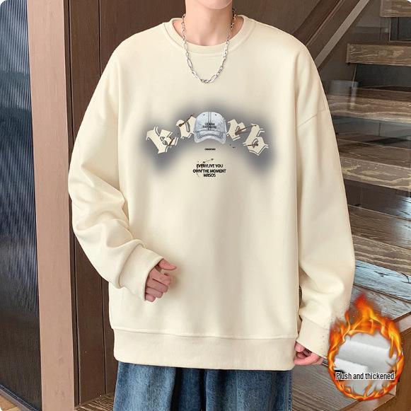 Men's Loose Fit Round Neck Sweatshirt - Autumn/Winter 2025, Plus Size, Trendy American Letter Casual Pullover